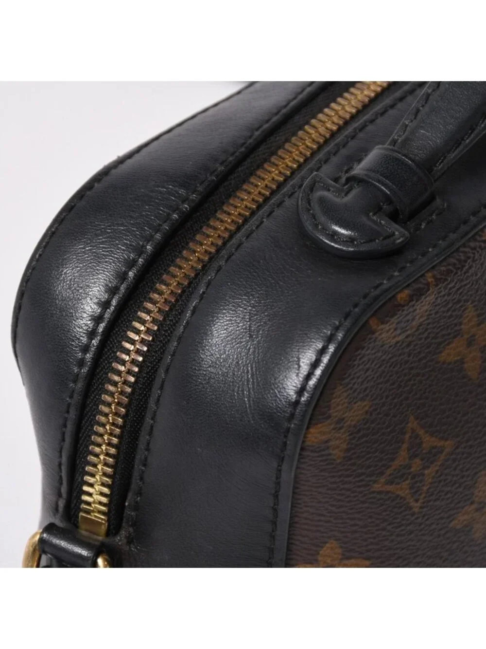 Louis Vuitton Saintonge Shoulder Bag Monogram Canvas Noir Calfskin Double